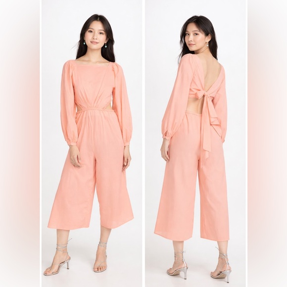 Johanna Ortiz Cotton Smooth Sky Cropped‎ Jumpsuit in Bubblegum Sz. S NWT